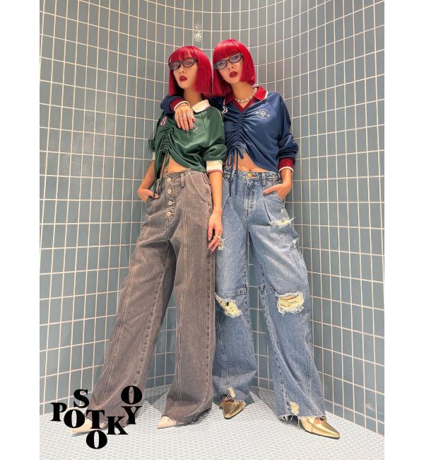 jouetie「【Something &times;PosTokyo】Front gather Sporty Tops」|Tシャツ・カットソー|