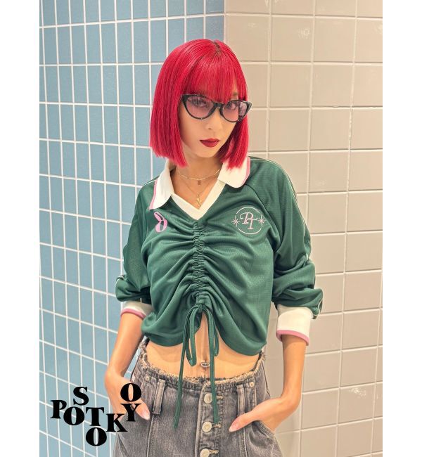 jouetie「【Something &times;PosTokyo】Front gather Sporty Tops」|Tシャツ・カットソー|