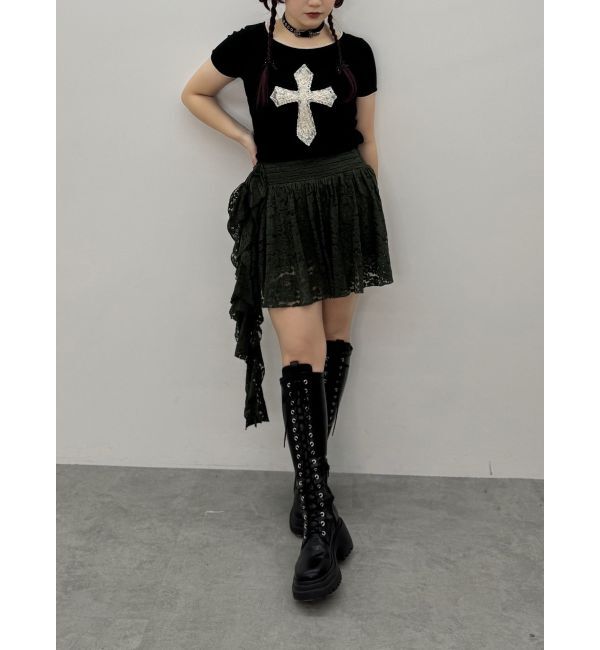 jouetie「アシメドレープフリルレースミニスカート」|スカート|