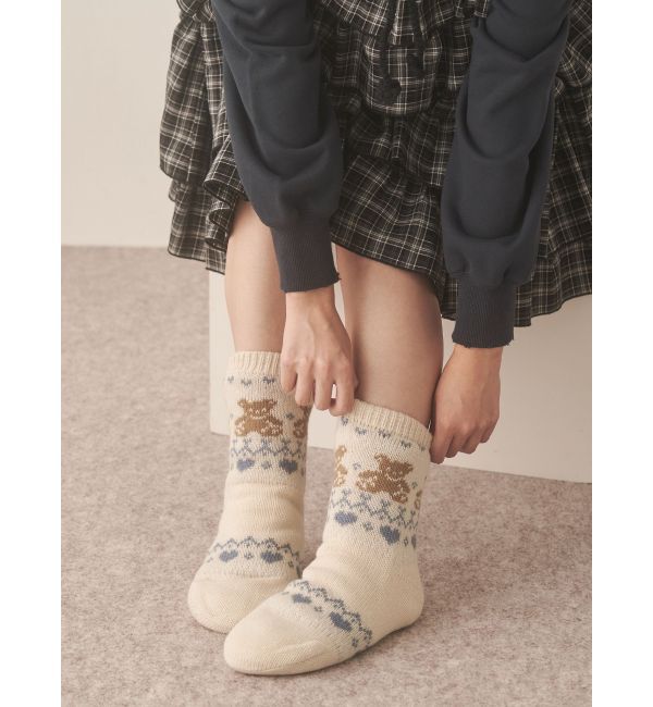 merry jenny「もこもこbear knit socks」|ソックス|