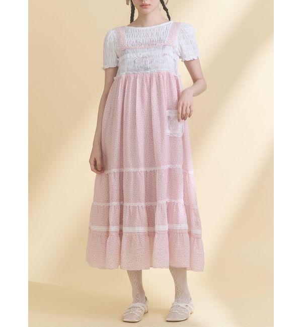 merry jenny「petit flower sheer switchワンピース」|ワンピース|ピンク