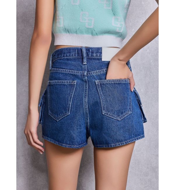 GYDA「ring bijou studsデザインデニムショートパンツ」|デニム|