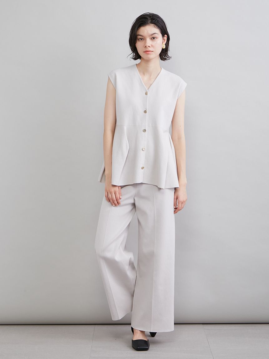 Mila Owen「センタープレス風ニットパンツ」|チノ|