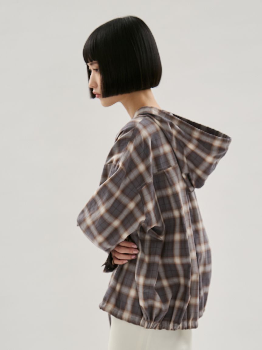 emmi atelier「チェックフーディーシャツ」|シャツ・ブラウス|