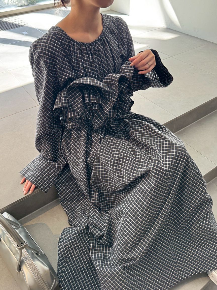 emmi atelier「チェックフリルビスチェ【セットアップ対応】」|ベスト・ジレ|