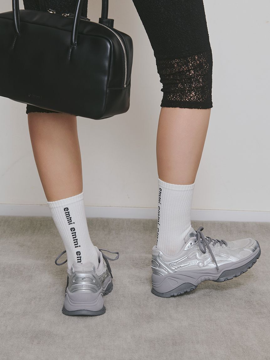 emmi atelier「emmiロゴコットンリブソックス」|ソックス|WHT