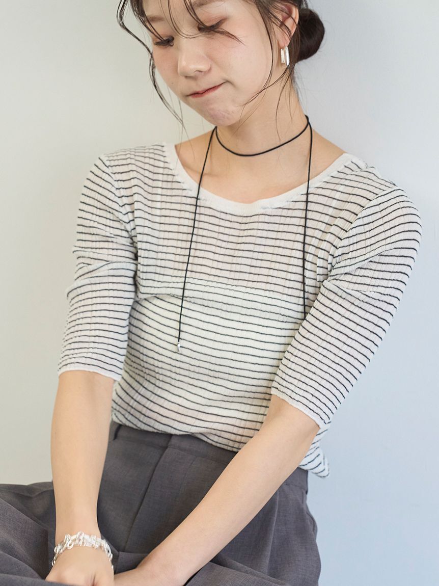 emmi atelier「シアーリブニット」|ニット・セーター|WHT