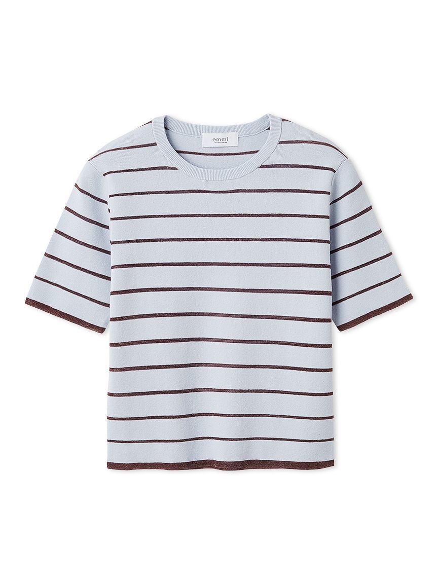 emmi atelier「ハーフスリーブボーダーニット/接触冷感」|ニット・セーター|LBLU