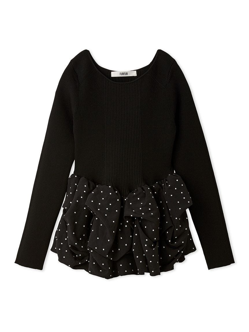FURFUR「バルーンドッキングリブニットプルオーバー」|ニット・セーター|BLK