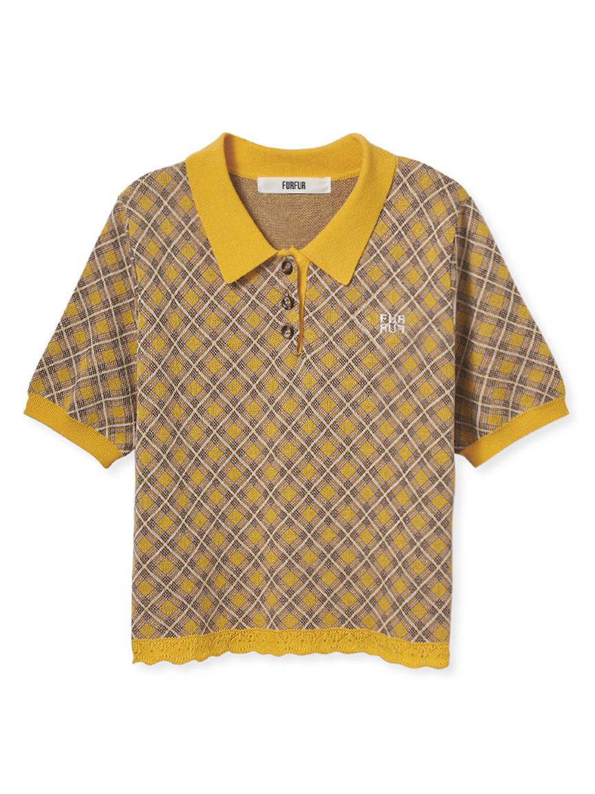 FURFUR「チェックジャガードニットポロ」|ニット・セーター|