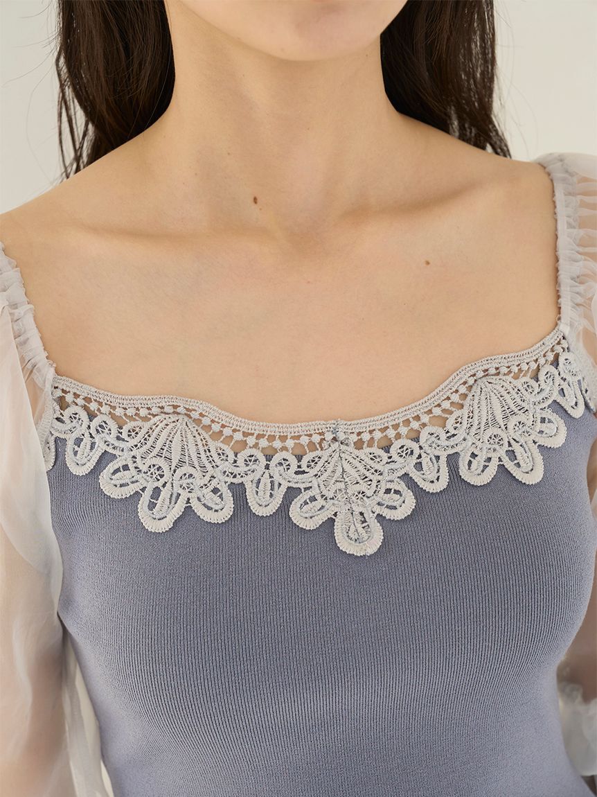 SNIDEL「レースニットドッキングプルオーバー」|ニット・セーター|