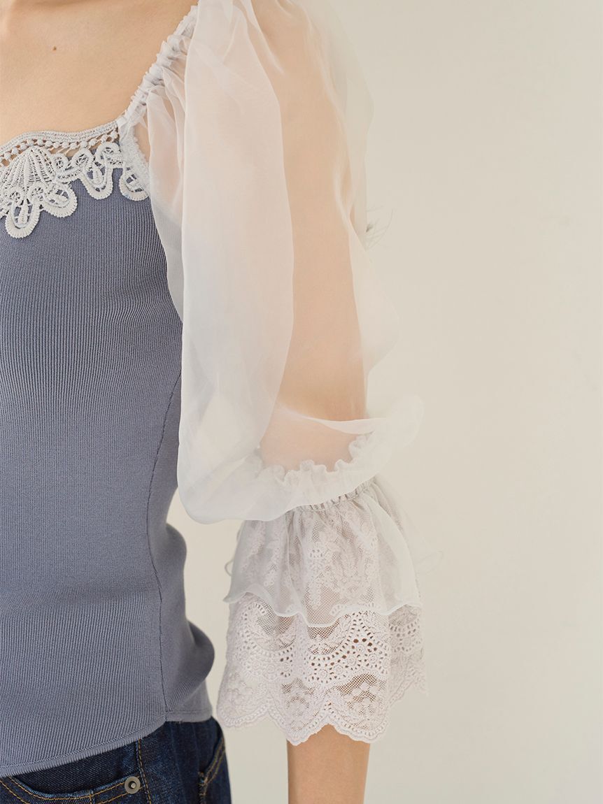 SNIDEL「レースニットドッキングプルオーバー」|ニット・セーター|