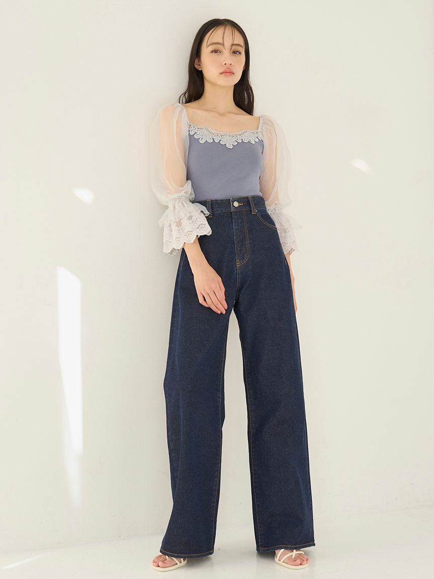 SNIDEL「レースニットドッキングプルオーバー」|ニット・セーター|