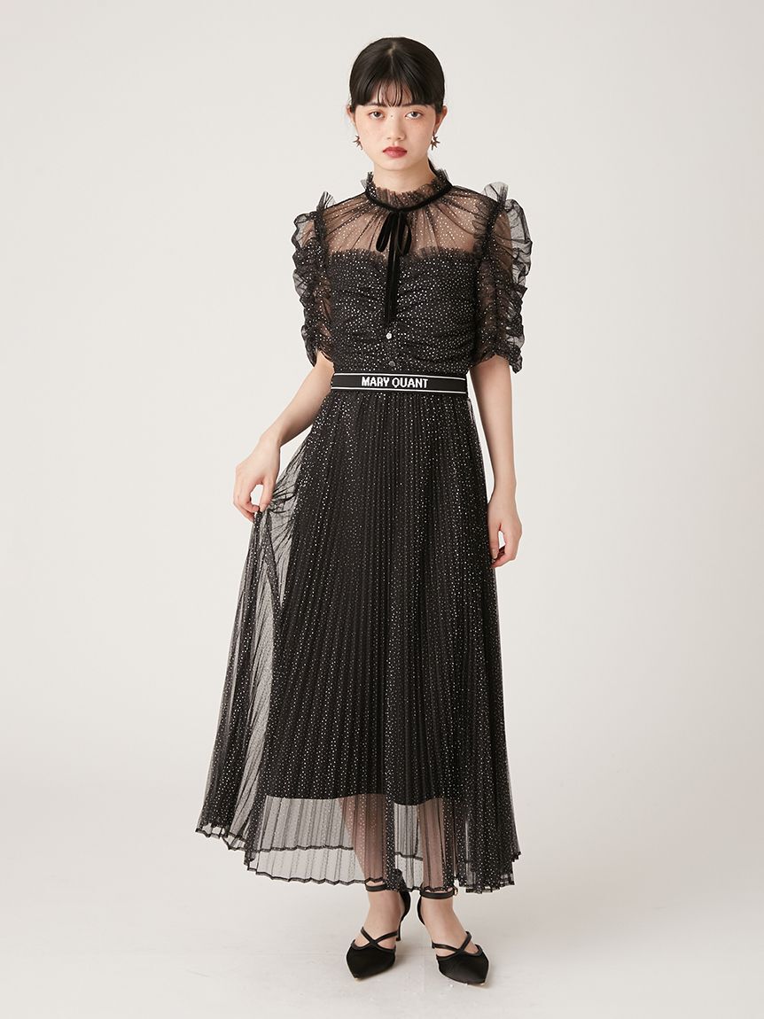 LILY BROWN「【LILY BROWN&times;MARY QUANT】ベルト付きドットチュールドレス」|ドレス|