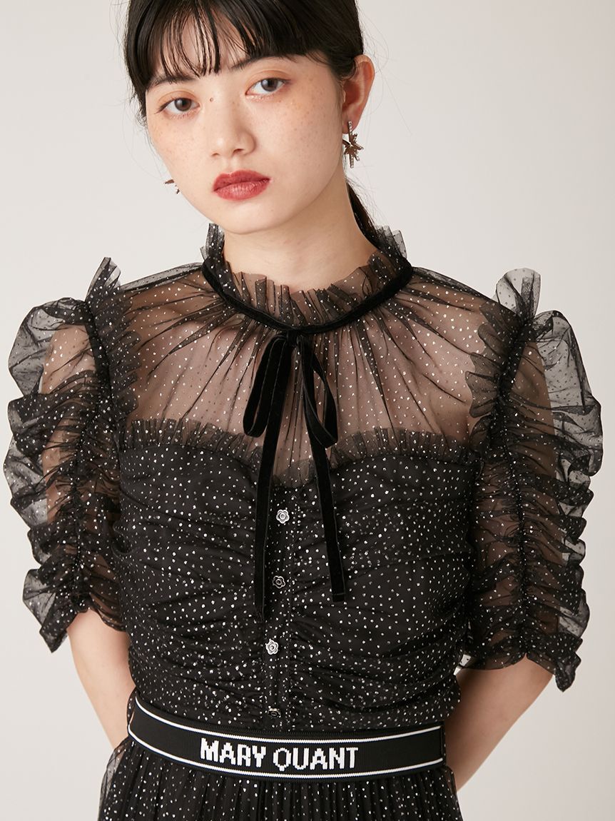 LILY BROWN「【LILY BROWN&times;MARY QUANT】ベルト付きドットチュールドレス」|ドレス|