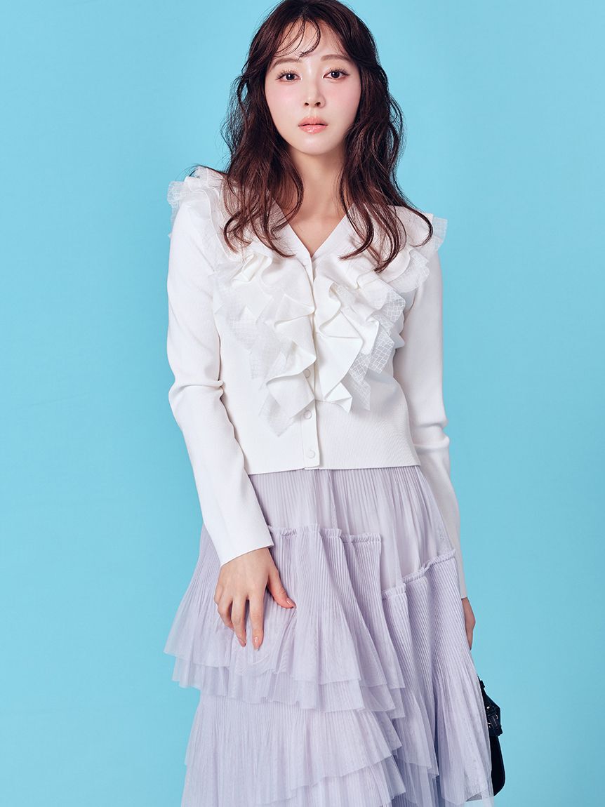 CELFORD「【UVカット】【洗える】フリルニットカーディガン」|カーディガン|OWHT