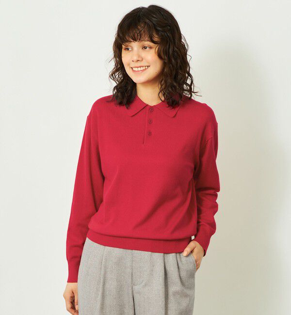 MACKINTOSH PHILOSOPHY「GREY LABEL コットンウールニットポロ」|ニット・セーター|レッド