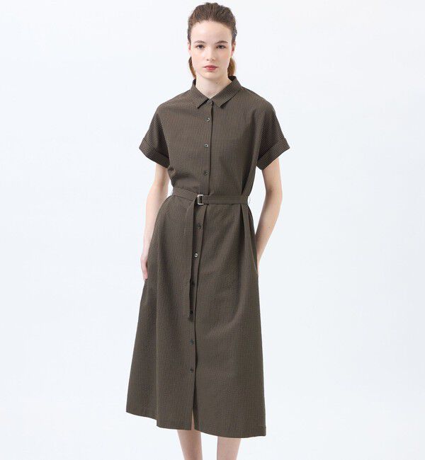 MACKINTOSH PHILOSOPHY「サマーサッカーシャツワンピース」|ワンピース|ブラウン