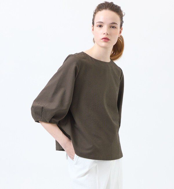 MACKINTOSH PHILOSOPHY「サマーサッカーパフスリーブブラウス」|シャツ・ブラウス|ブラウン