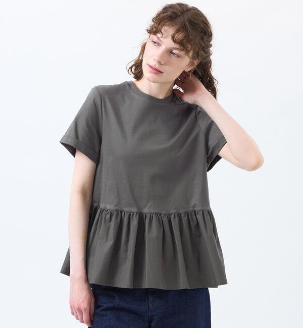 MACKINTOSH PHILOSOPHY「ペプラムコンビカットソー」|Tシャツ・カットソー|チャコールグレー