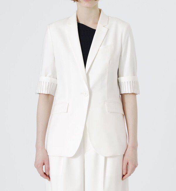  「ウォッシャブルハーフスリーブジャケット」|テーラードジャケット|