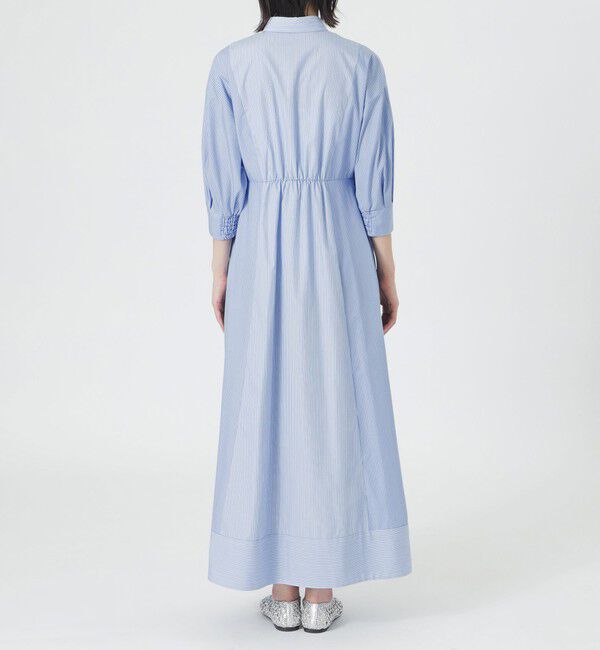  「ストライプブロックシャツワンピース」|ワンピース|