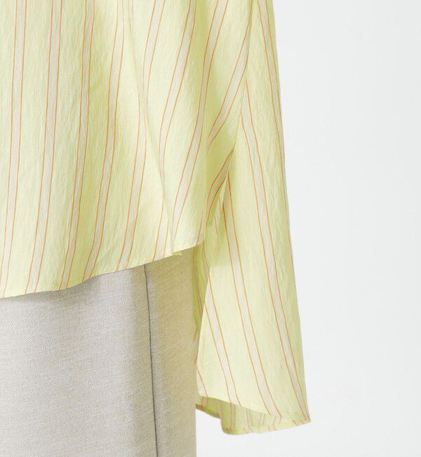  「ストライプリネンミックスギャザーブラウス」|シャツ・ブラウス|