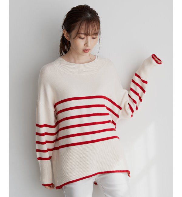 ikka「バックスリットボーダーニットプルオーバー」|ニット・セーター|