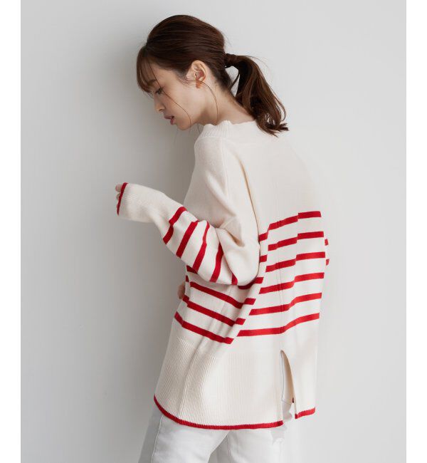 ikka「バックスリットボーダーニットプルオーバー」|ニット・セーター|