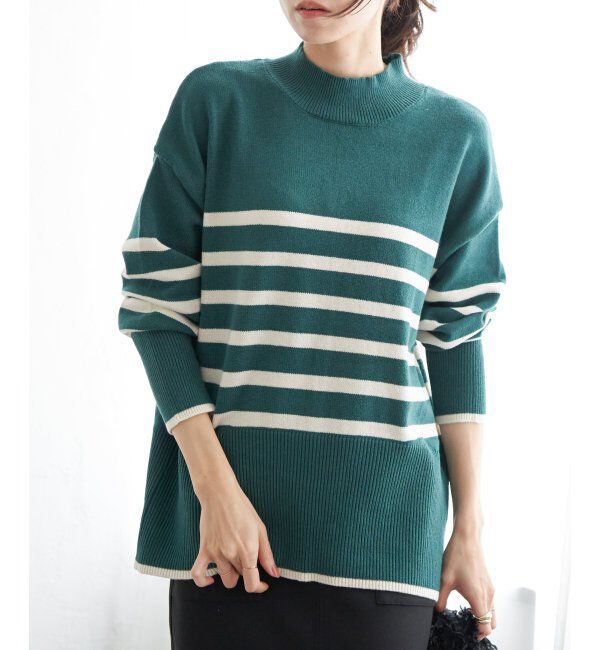 ikka「バックスリットボーダーニットプルオーバー」|ニット・セーター|