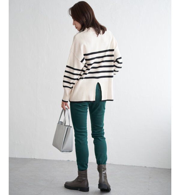 ikka「バックスリットボーダーニットプルオーバー」|ニット・セーター|