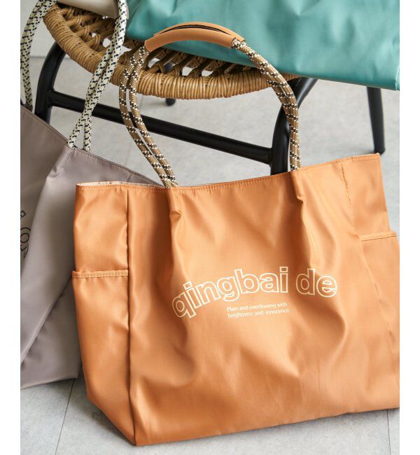 ikka「撥水ロゴ入りビッグトートバッグ」|その他|オレンジ