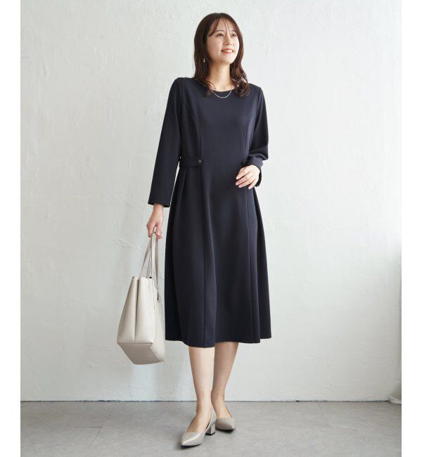 IKKA LOUNGE「カットジョーゼットウエストタブワンピース」|ドレス|