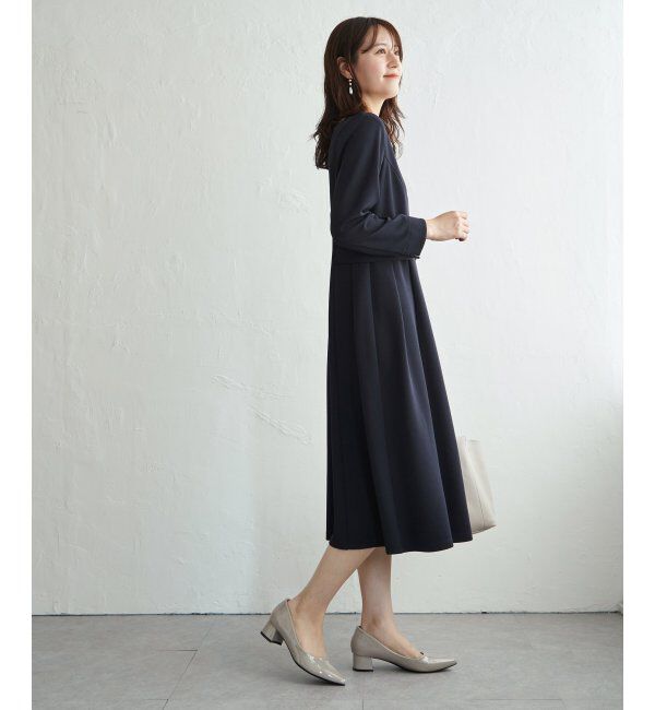 IKKA LOUNGE「カットジョーゼットウエストタブワンピース」|ドレス|