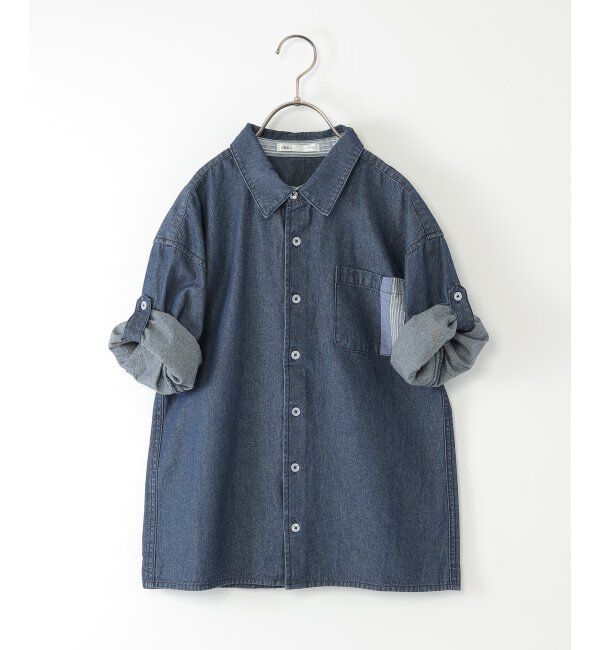 ikka kids「【親子コーデ】リネンライク7分袖2WAYシャツ（110~160cm）」|シャツ・ブラウス|