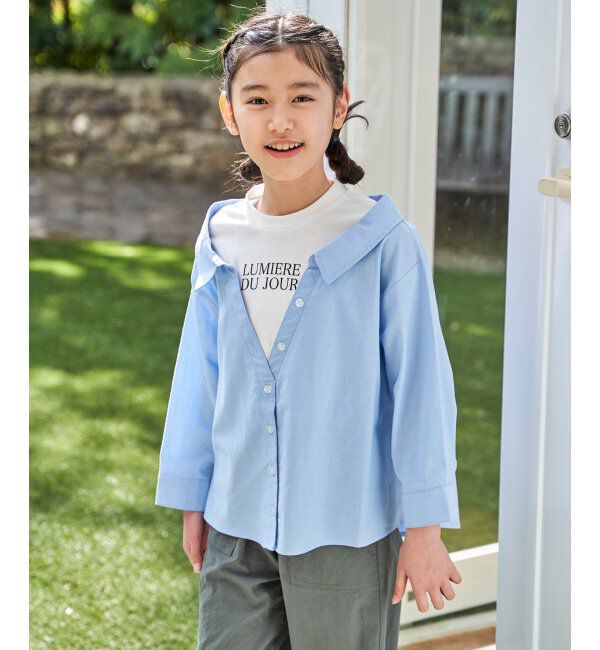 ikka kids「【親子コーデ】ロゴTドッキングドッキングブラウス（120~160cm）」|シャツ・ブラウス|