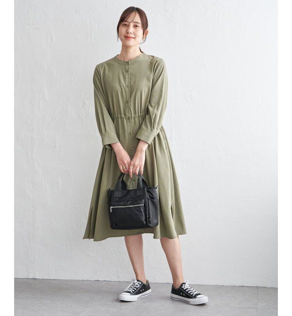 ikka「バンドカラーウエストドロストＯＰ」|ワンピース|