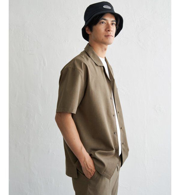 ikka「【セットアップ対応】Reflax(R)冷感UVオープンカラーシャツ」|シャツ・ブラウス|コーヒー