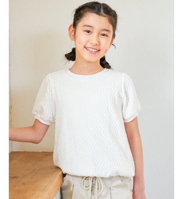 ikka kids「【親子コーデ】 ジャカードパフ袖プルオーバー (120cm~160cm)」|Tシャツ・カットソー|オフホワイト