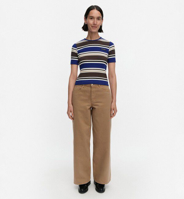 Marimekko「Spurtti Helvi カットソー」|シャツ・ブラウス|ﾌﾞﾙｰ&times;ﾌﾞﾗｳﾝ&times;ﾌﾞﾗｯｸ