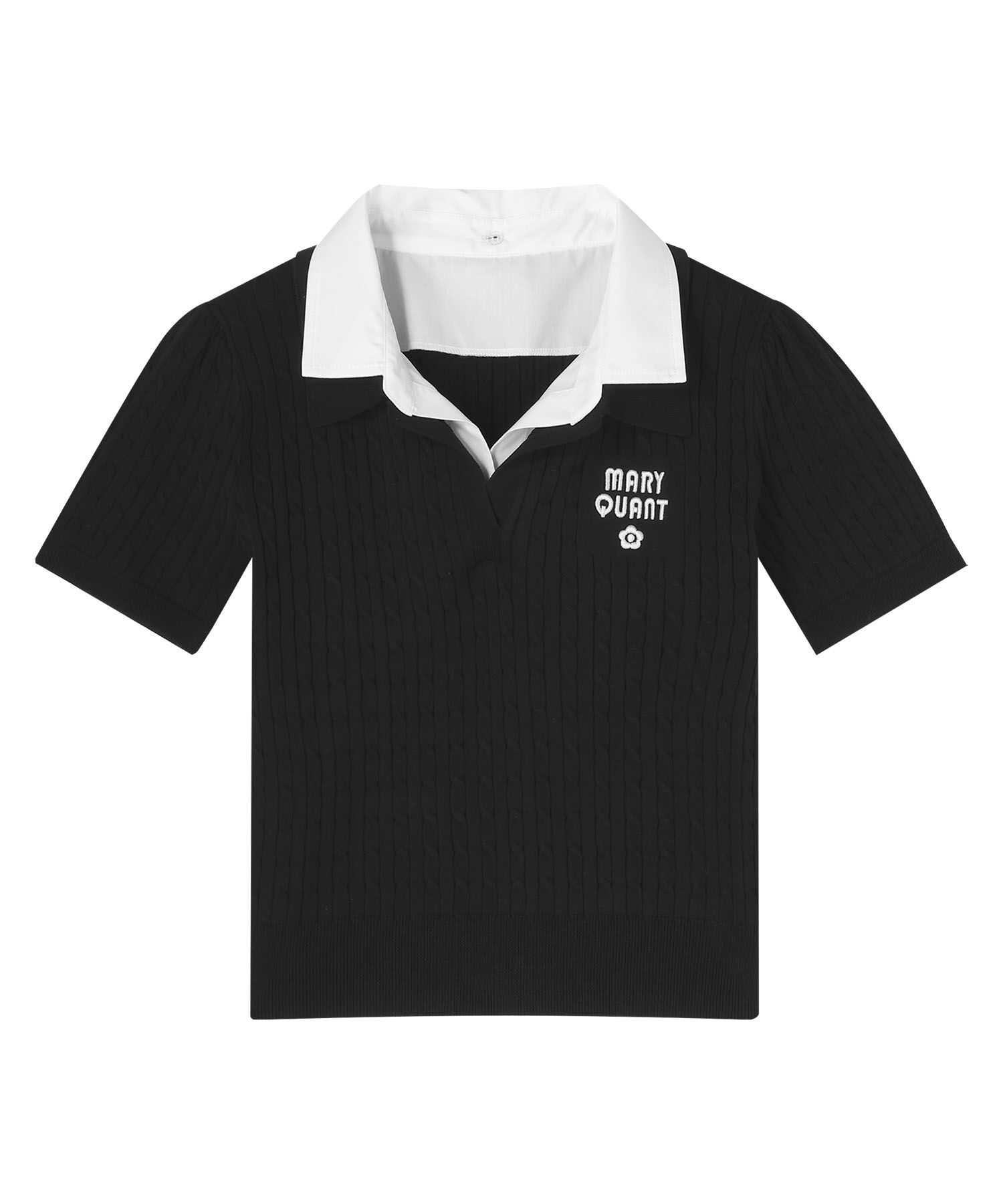 MARY QUANT「レイヤードポロ プルオーバー」|ポロシャツ|ブラック