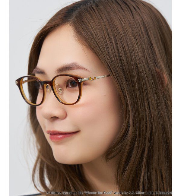  「 ウェリントン型 メガネ | 軽量、眼鏡、くまのプーさん Zoff  レンズ交換券付 レンズ交換券付」|メガネ|薄ブラウン1