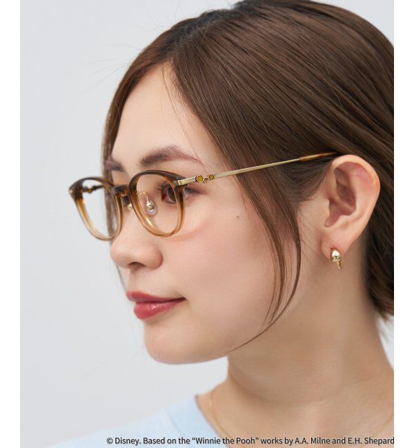  「 ウェリントン型 メガネ | 軽量、眼鏡、くまのプーさん Zoff  レンズ交換券付 レンズ交換券付」|メガネ|濃ブラウン1