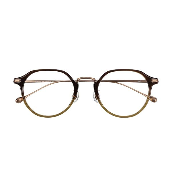  「ボストン型 メガネ | チタン 軽量 メタル コンビネーションフレーム TITANIUM (ビジネス) レンズ交換券付」|メガネ|濃ブラウン