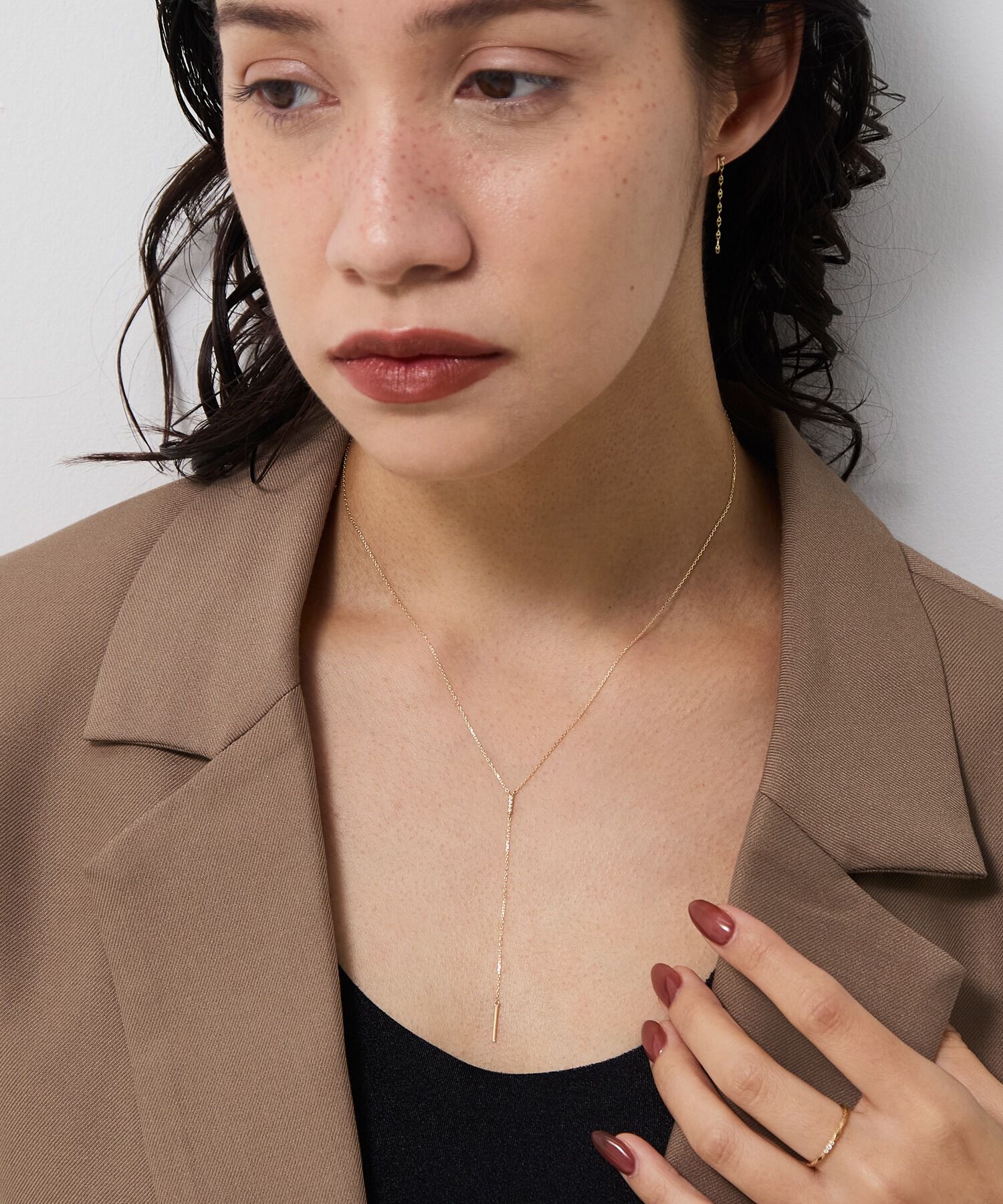 JUPITER「【K10】Y字ダイヤモンドネックレス/40cm」|ネックレス|