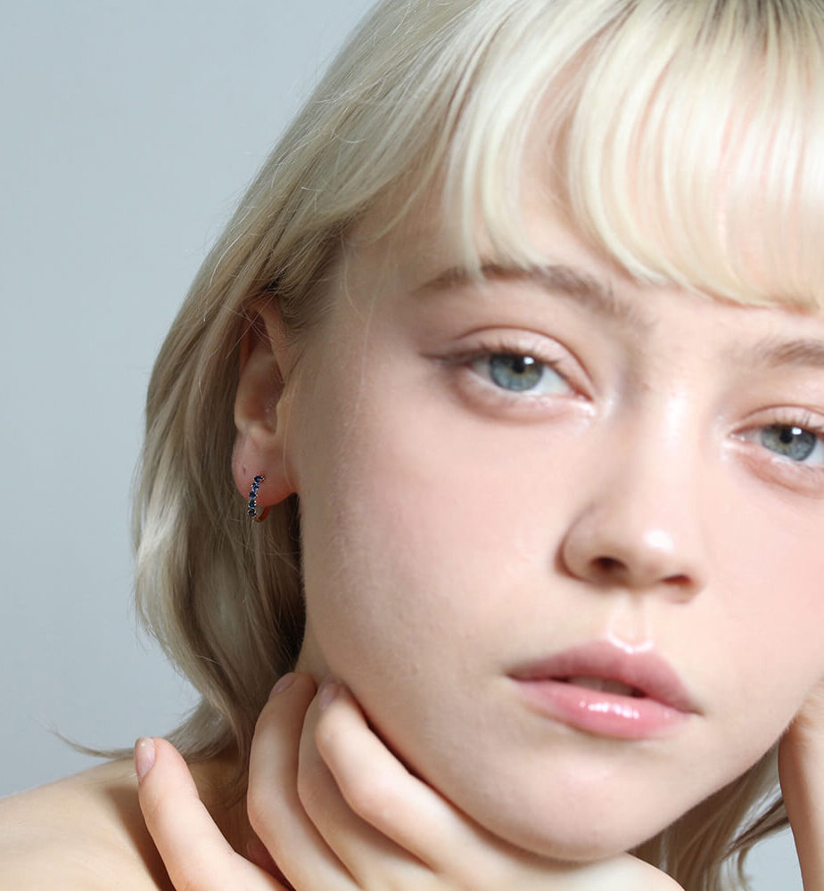  「サファイア スナップ フープ ピアス  | K10YG」|ピアス|