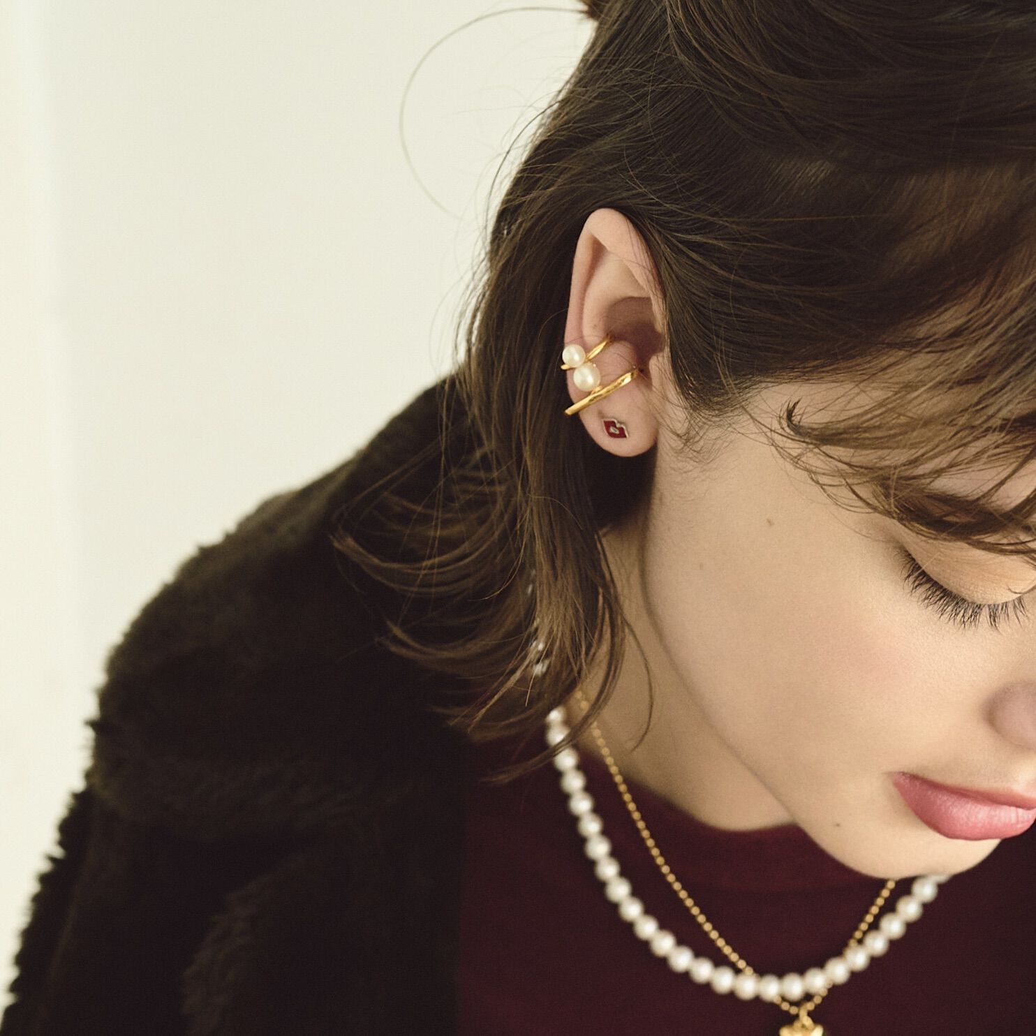 warmth「Vertical Pearl Ear Cuff」|イヤーカフ|