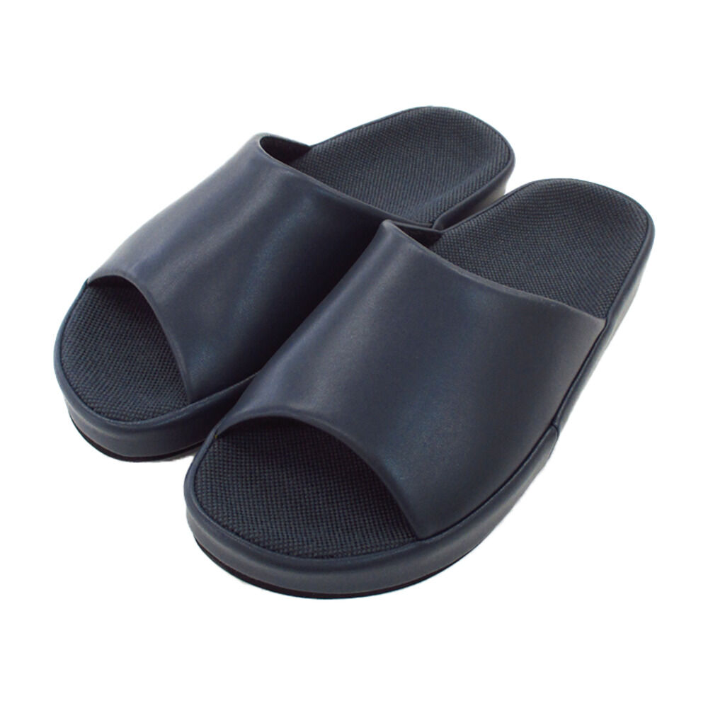 BACKYARD FAMILY「スリッパ 室内 おしゃれ 通販 日本製 フット快カラー 前あきスリッパ 前開きスリッパ」|ルームシューズ|ブルー1