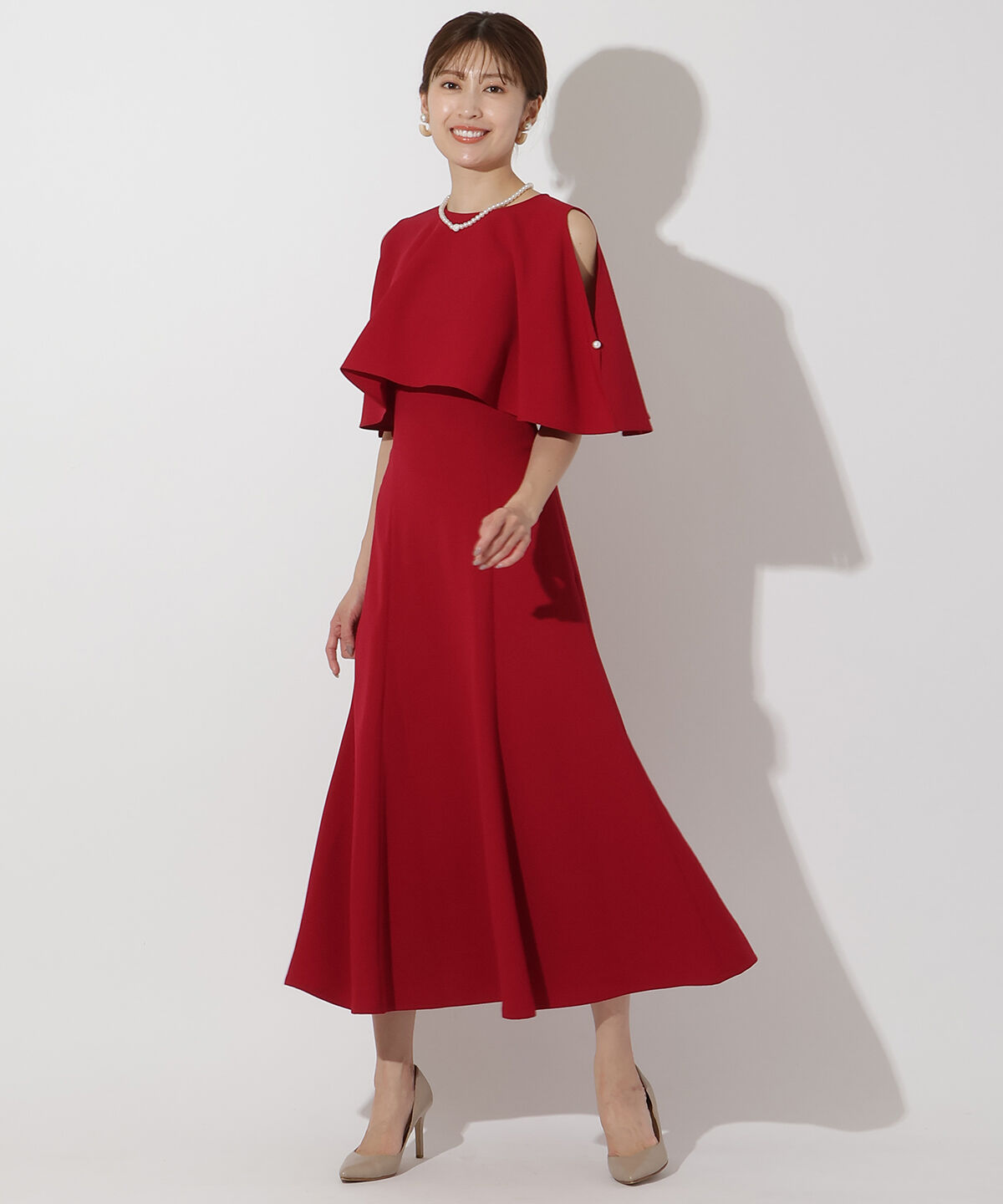 アンドクチュール「ケープレイヤードクルーネックドレス」|ドレス|