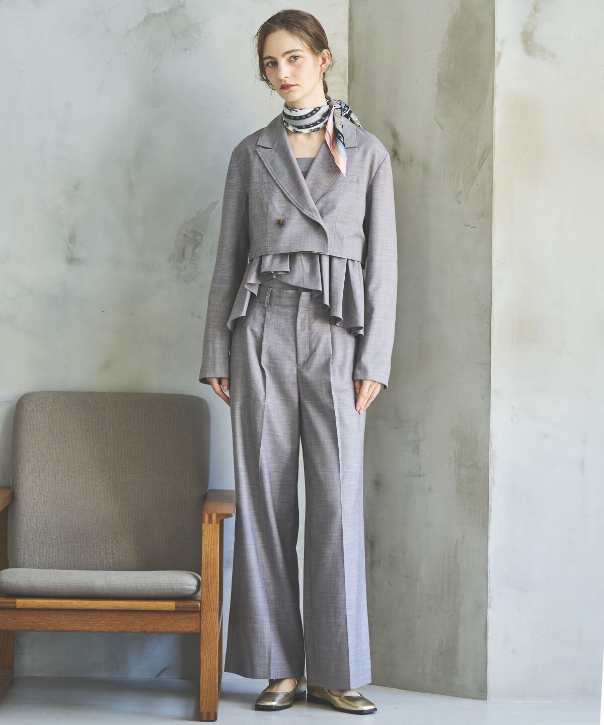 アンドクチュール「シャンブレーペプラムキャミブラウス」|シャツ・ブラウス|